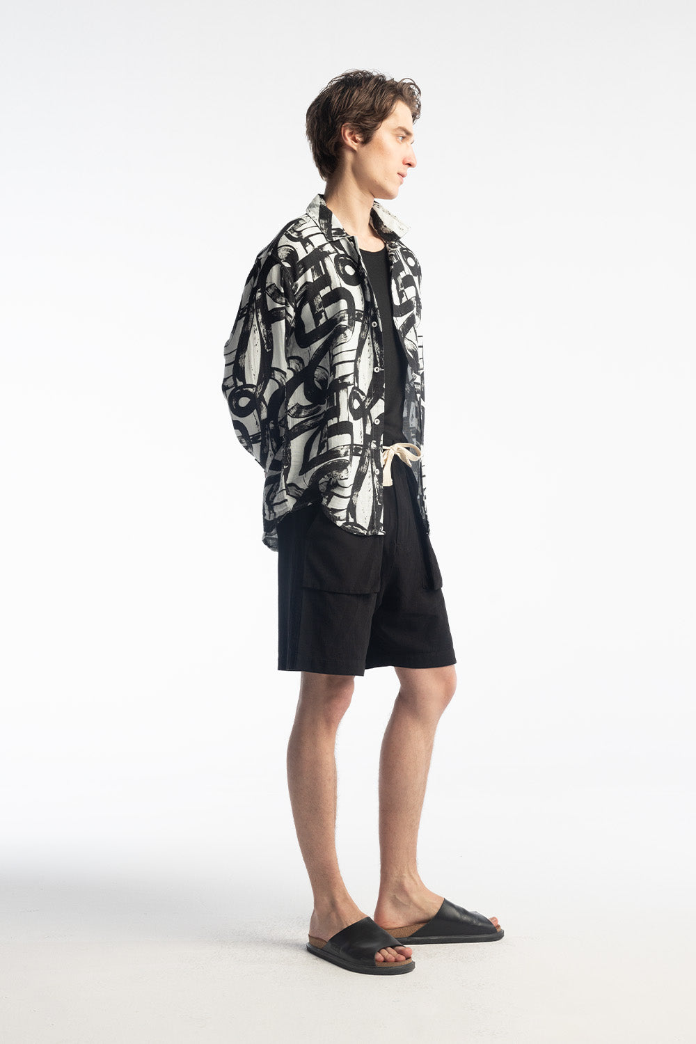 ABSTRACT PATTERNED WRINKLED LOOK SHIRT